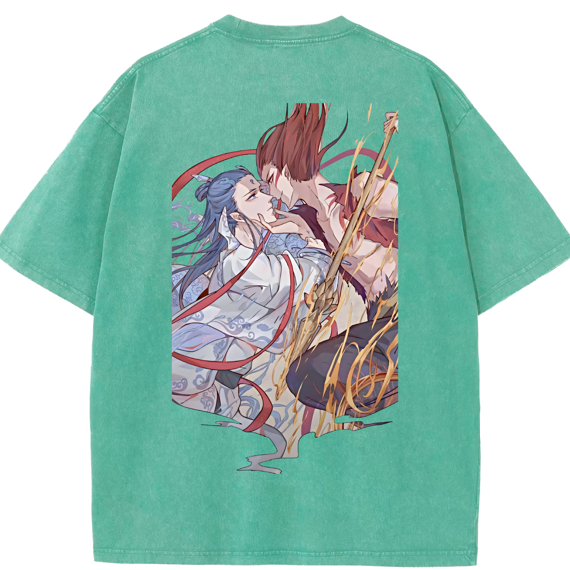 （画像用） Ne Zha 2 ナタ 魔童の大暴れ 綿100% ヴィンテージ風 半袖Tシャツ（背面プリント）